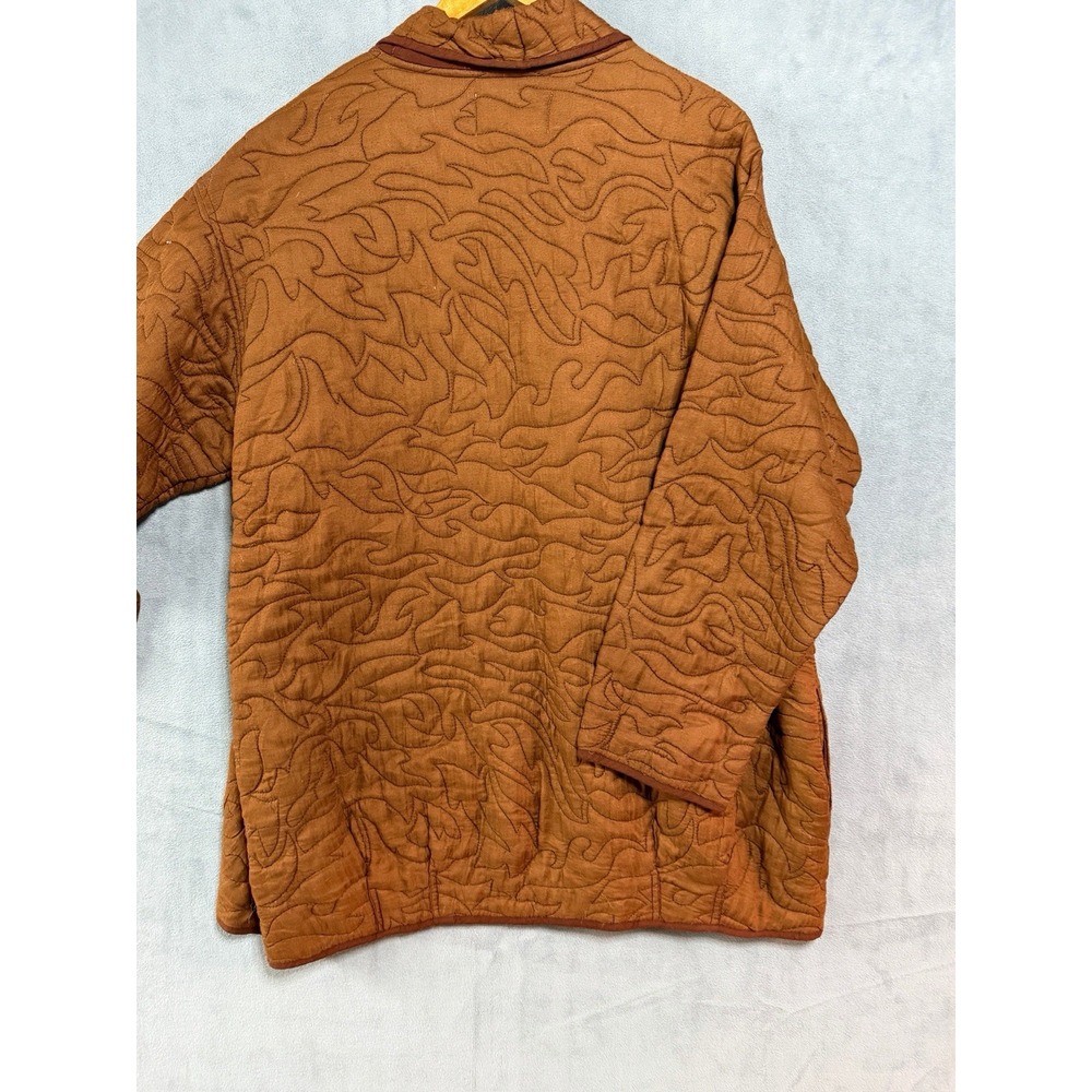 Anthropologie Jacket Womens XL Brown Quilted Collarless Kimono Open Front Lined - Picture 5 of 9